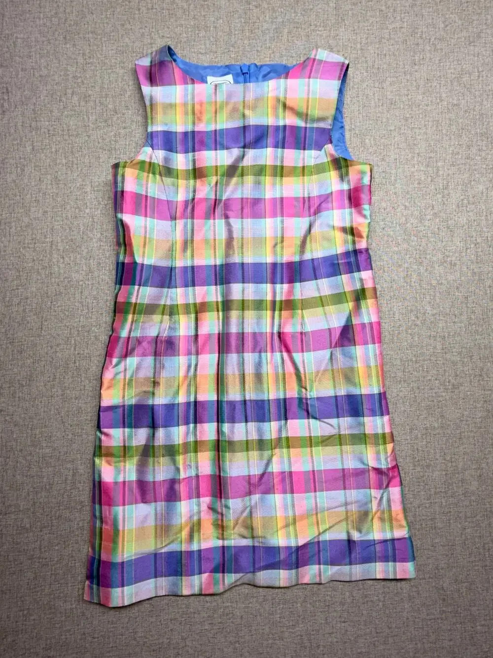Talbots Kids Girls Size 7 100% Silk Plaid Shift Dress Multicolor Preppy
